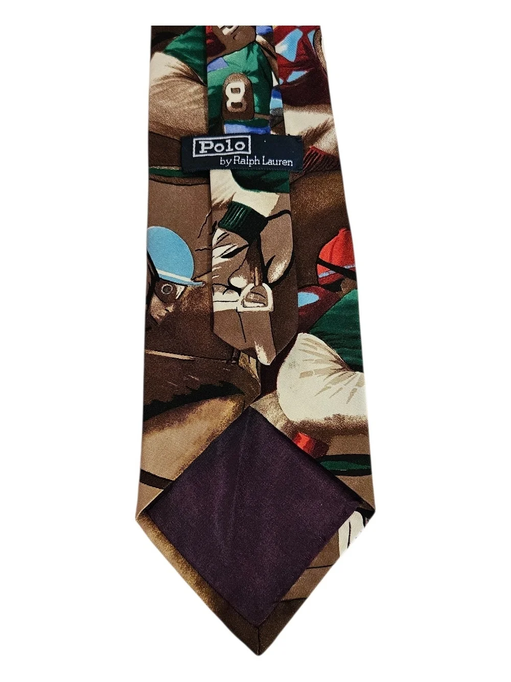 Vintage PRL Jockey Racing Scene Silk Tie